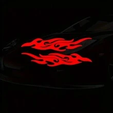2pcs Reflective Flame Stickers, Bright And Colorful, Suitable For Motorcycles And Cars, PVC Reflective Decals, Self-Adhesive, Asymmetrical Shape, High Visibility Decoration, Motorcycle Stickers, Strong Design, Durable Adhesive - A - View 14