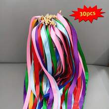 10PCS/20PCS/30pcs Mixed Color Wedding Party Ribbons - Colorful Tassel Ribbons Fairy Wands With Bamboo Sticks And Gold Bells, Perfect For Weddings, Parties And Celebrations - Blue, Purple, Green And Various Multi-Color Functional Decorations - View 1