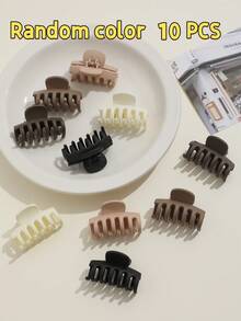 5pcs 4cm Milk Coffee Color Small Claw Hair Clips, Sweet Girl Style Solid Color Side Clips, Suitable For Braiding, High Ponytail, Half-Up Hair And Updo Hair Accessories - Multicolor - View 14