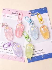 1/6pcs Icy Translucent Glitter Jelly Color Cartoon Clogs, With Fork, Croissant, Cream Decoration, Suitable For Daily Matching, Bag And Backpack Charms, Commemorative Gift For Friends - Multicolor - View 2