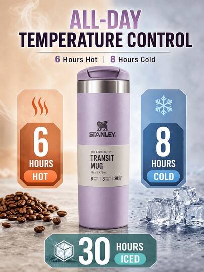 STANLEY since1973 Cold And Cup Fashion Coffee Mug, Stainless Steel Travel Tumbler, Insulated Leak-Proof Reusable Double-Wall Coffee Cup, Suitable For Cold And Hot Drinks, Sparkling Water, Fruit Tea, Juice, Coffee Gift