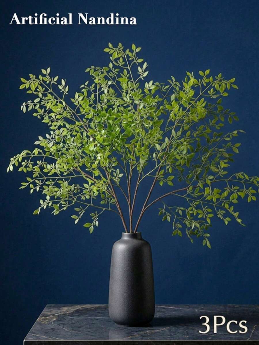 1pc/2pcs/3pcs Artificial Bamboo Branches, Autumn Home Decor, PVC Material, Long Stem Faux Greenery Stems, Suitable For Halloween Decoration, Wedding Party, Room Accent, Suitable For Homeowners, Autumn Halloween - Green - View 1