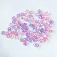 120pcs 8mm Multicolor Five‑Petal Flower Acrylic Center Hole Loose Beads For DIY Bracelets, Phone Charms, Keychains Handmade Craft Supplies - Multicolor - View 10