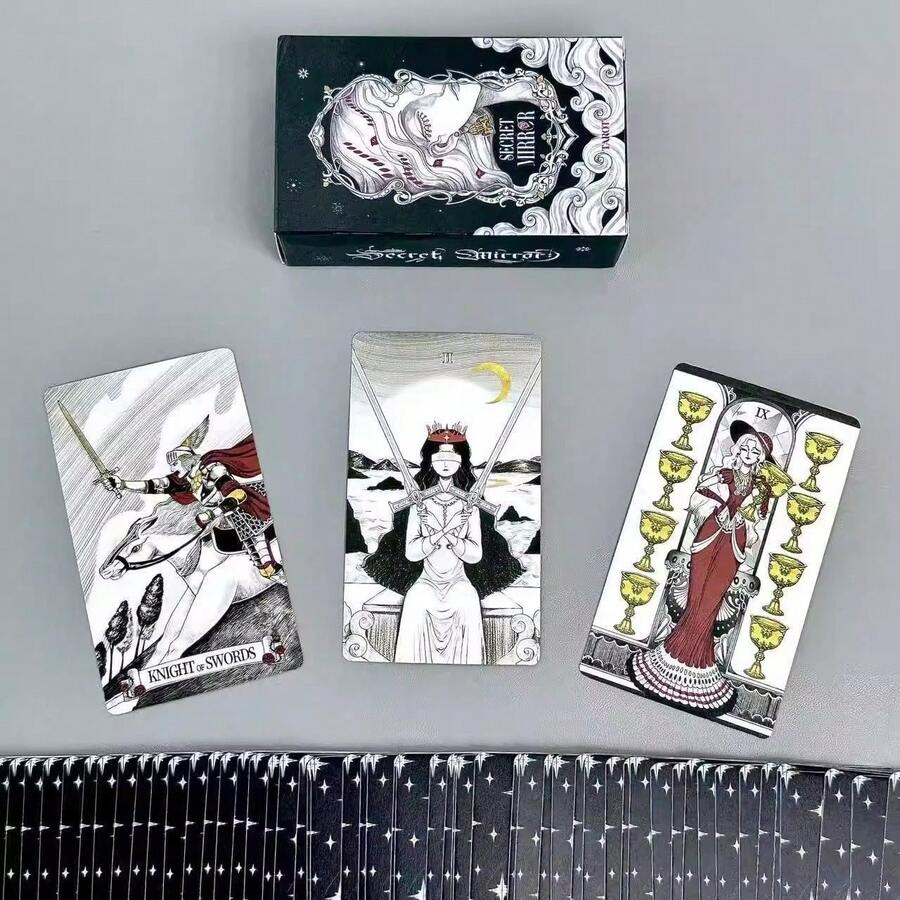 80張復古插畫塔羅牌組，全英文塔羅牌附指南手冊，適合初學者與收藏家的占卜算命工具 - 彩色 - 查看 1