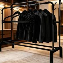 1pc Flocked Non-Slip Thickened Durable Coat Suit Jacket Hanger, Sturdy Heavy Duty Closet Storage Organizer Rack, Wardrobe Accessory, Premium Felt Space-Saving Hanging Rack For Home - Multicolor - View 5