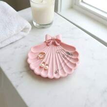 Elegant Bow Shell Hair Accessory Tray - Cute Shell Shaped Jewelry Tray, Fashionable Vanity Storage Box, Suitable For Rings, Earrings, Necklaces, Aesthetic Home Decor Accent, Accessory Storage Box, Jewelry Tray - Multicolor - View 5