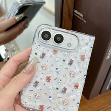 1pc Girls Foldable Phone Case Cute Popular Transparent Wrinkled Full Screen Bear Protective Cover Apple Foldable Phone Case Back To School Gift Graduation Gift Compatible With IPhone Ultra - Multicolor - View 10