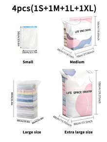 1/2/6pcs Vacuum Storage Bags, Large Cube Vacuum Seal Bags, High Capacity Compression Storage Bags, Suitable For Blankets, Bedding, No Pump Required, Press To Seal, Durable Thickened, Save 75% Space, Suitable For Oversized Clothes, Down Comforters, Quilts - Multicolor - View 11
