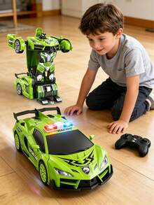 1pc Bat Remote Control Car, Transformable Remote Control Car, Transformable Remote Control Police Car Robot, Transformable Robot Remote Control Car, 2-In-1 Remote Control Transformable Police Car Robot Children's Toy, 1:18 Scale Police Car Robot Vehicle, 2-In-1 Transformable Dinosaur Remote Control Car, High-Speed 360° Rotating Robot Toy, LED Police Lights, Automatic Transformation, Remote Control Racing Car, Indoor/Outdoor Play, Suitable For 3-12 Years Old Boys And Girls, Perfect Gift/Christmas/Halloween/Easter/Thanksgiving/Back To School/Birthday Gift (4-7 Years/8-12 Years Old) - Multicolor - View 10