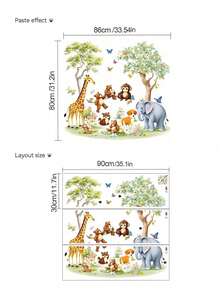 3pcs Large Size Jungle Animal Wall Decals Giraffe Elephant Monkey Wildflowers Butterfly English Inspirational Quotes Construction Vehicle Farm Machinery DIY Peel And Stick Vinyl Stickers For Boys Girls Kids Room Bedroom Bathroom Wall Decor - Multicolor - View 10