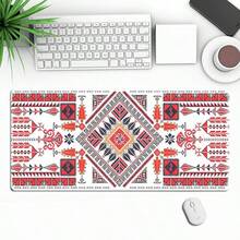 1pc Bright Geometric Pattern Rubber Mouse Pad - Perfect For Gaming And Office, Suitable For Desktop/Laptop, Red/White/Black Color, Desk Mouse Pad - Multi-color - View 4