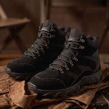 Vintage Style Men's High-Top Casual Boots Lace-Up Thick Sole Design Multi-Color Options Daily Commute Shoes - Black - View 9