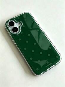 Fashionable Phone Case, Minimalist Cute Design, Black And White Polka Dot Pattern, Compatible With Iphone 11 To 17 Series, Including Pro Max Versions - Dark Green - View 2