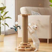 1pc Cat Scratching Post Pad, Durable Climbing Frame With Track Ball And Hanging Toy, Artificial Feathers, Suitable For Indoor And Outdoor Small And Medium Cats Entertainment And Play - L-46cm - View 7