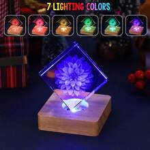 8CM Square 3AAA Battery Powered Wooden Night Light, LED Display Lamp, Decorative Base Light. Suitable For Crystal, Glass, Resin, Acrylic Display Statue Decoration, DIY Decoration - Square - View 6