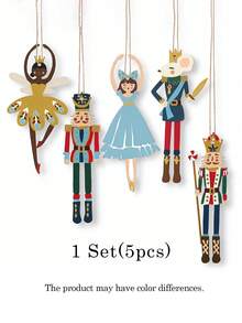 5pcs Christmas Nutcracker Fairy Tale Decorative Hanging Ornaments, Including Soldier And Fairy Characters, Suitable For Christmas Tree Branch Hanging Decorations And Gift Packaging Decor - A - View 11