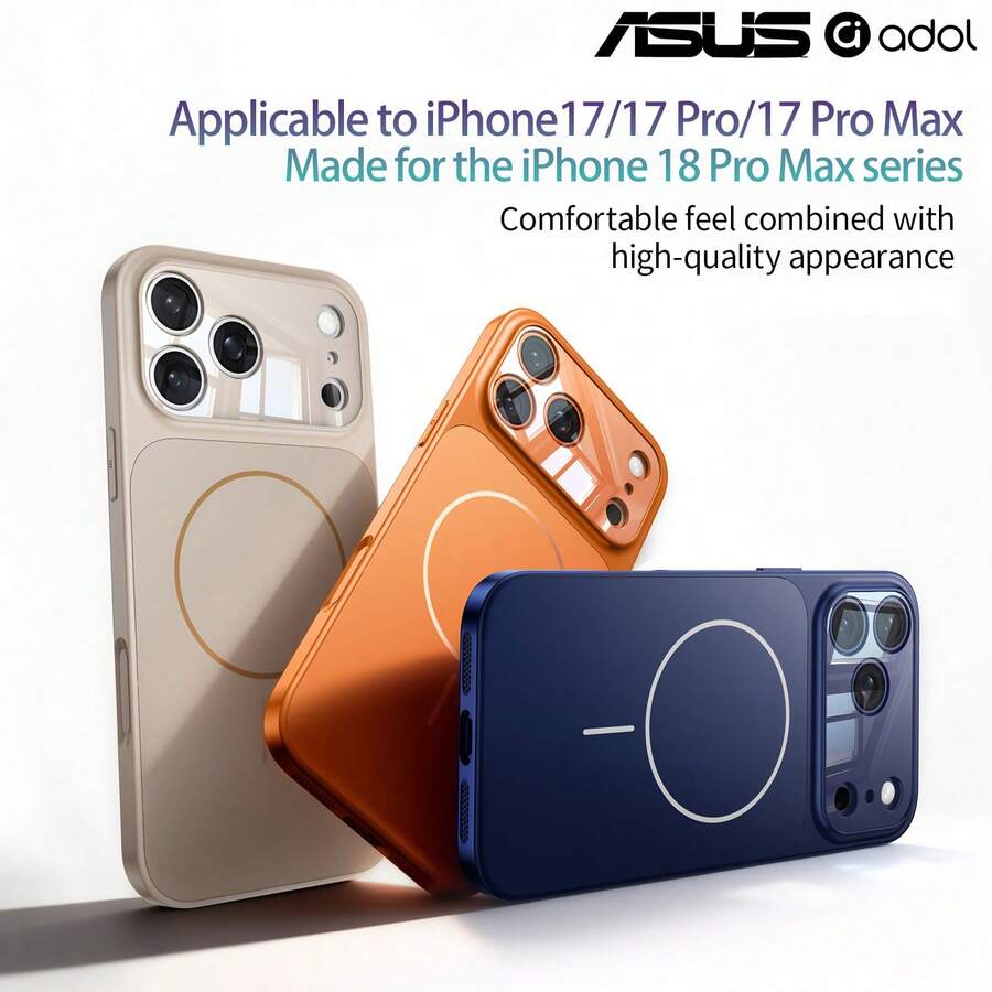 ASUS Phone Case Compatible With Iphone 17 Pro Max / IPhone 17 17Pro / IPhone 18 Pro / 18Pro Max, Full Coverage Design, Lens Protection Film, Magnetic Charging Support, Integrated Matte Texture, Lightweight Anti-Drop Phone Case, Champagne / Deep Blue / Orange Available