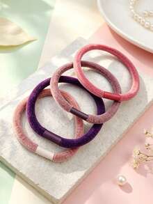 Autumn/Winter Chenille Plush Hair Scrunchies, High Elasticity Durable Hair Ties, Simple Non-Damaging Hair Bands - Multicolor - View 2