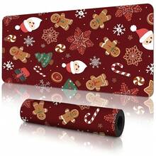 Holiday Christmas Print Large Extended Gaming Mouse Pad, Non-Slip Rubber Base, Smooth Sliding Surface, Multi-Functional Desk Mat For Computer Office Home Study, Holiday Abstract Desktop Decor - A - View 14