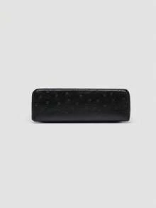 Handbag With Dotted Embossed Texture Decor, Handheld & Crossbody Dual-Use Storage For Lipstick, Makeup And Personal Items, Zipper Closure, Minimalist Luxury Style, Small Square Box Bag, Women's Daily Commute, Dating And Travel - Black - View 6