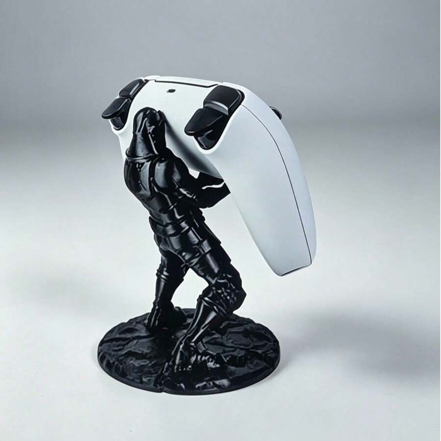 1pc 2D Flat Printed Acrylic Black Knight Shaped Handle Holder, Stable Support, Scratch-Resistant Design | Desktop Gaming Decor, Creative Gamer Gift - Black Knight-themed Multi-platform Controller Stand - View 1