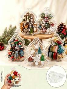 10pcs/5pcs/1pc Reusable Transparent Christmas Tree Gift Boxes, Suitable For Holiday Desserts, Party DIY Decorations And Party Gift Containers, Christmas Gifts, Gift Filling Packaging Boxes - Multicolor - View 7
