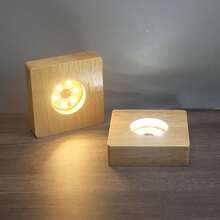 8CM Square 3AAA Battery Powered Wooden Night Light, LED Display Lamp, Decorative Base Light. Suitable For Crystal, Glass, Resin, Acrylic Display Statue Decoration, DIY Decoration - Square - View 4