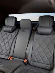 1pc Luxury Nappa Leather Car Neck Pillow & Lumbar Support Cushion, Breathable Perforated Design With Exquisite Embroidery, Built-In Memory Foam Ergonomic Support, All-Season Car Interior Accessory, Suitable For Most Car Models For Long-Distance Driving - A - View 4