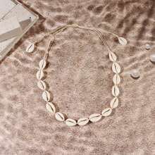 1pc Bohemian Style Seashell Drawstring Collarbone Necklace, Beach Vacation Natural Shell Necklace, Adjustable Braided Rope Necklace, Vacation Style Minimalist Neck Chain - Apricot - View 7