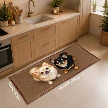 1pc Chihuahua Puppy Pattern Printed Faux Cashmere Kitchen Mat, Absorbent Kitchen Rug, Long Runner Mat, Sink Front Mat, Suitable For Kitchen, Bathroom, Entryway, Hallway, Laundry Room And Home Decor - Multicolor - View 13