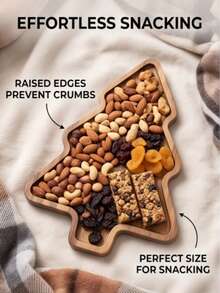 1pc Acacia Wood Tray, Multi-Functional Rustic Style Snack Plate, Appetizer Platter, Meat Board, Serving Bowl, Suitable For Kitchen Countertop, Coffee Table And Home Decor. Perfect For Serving Snacks, Desserts And Fruits - Suitable For Christmas, Easter, Halloween, Back To School, Great Choice For Home Decor And Gift Giving - View 7