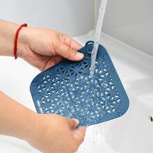 1pc New Square Hollow Handle Drain Mat, Toilet Anti-Backflow Anti-Odor Sealing Cover, Bathroom Hair Catcher And Kitchen Sink Filter, Practical Home Drainage Accessories, Suitable For Christmas Home Kitchen Bathroom Decor - Multicolor - View 6
