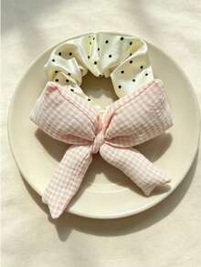 1pc Padded Bow Polka Dot Scrunchie Hair Tie Hair Accessory Hair Band Hair Rope Hair Accessory 1 - Multicolor - View 8