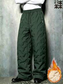 mulinsen Men's Winter Thick Fleece Lined Quilted Sweatpants, Windproof Durable, Straight Leg, Drawstring Elastic Waist - Army Green - View 7
