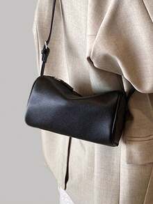 Fashionable Versatile Commuter Minimalist Handbag Shoulder Bag - Black - View 7