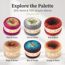 1 Ball 300g Gradient Cake Yarn - 30% Acrylic, 70% Wool, Suitable For Hand Knitting Scarves, Shawls, Sweaters, Socks | Soft Acrylic Blend, Available In Vibrant Blue And More Colors - Multicolor - View 6