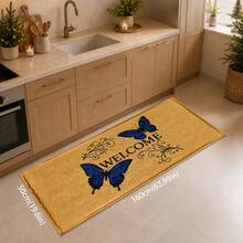 1pc Butterfly Print Faux Cashmere Kitchen Mat, Absorbent Kitchen Floor Mat, Kitchen Rug, Long Runner Mat, Sink Front Mat, Suitable For Kitchen, Bathroom, Entryway, Hallway, Laundry Room And Home Decor - Multicolor - View 15