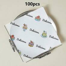 100/200pcs Cartoon Cake Baking Paper, Suitable For Cakes, Gift Packaging,Valentine's Day Cookie Packaging, Christmas, Holidays, Parties,Etc. Materials Include Handmade Paper,Baking Paper,Oil-Proof Food Paper, Wax Paper, Baking Tools, And Kitchenware. - Multicolor - View 13