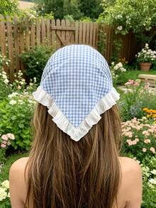 1pc Lace Cherry Headband, Countryside Style Triangular Scarf, Headwrap, Suitable For Beach, Travel, Photography, Fashionable Accessory For Spring/Summer Hairband - 1 PC Cherry - View 5