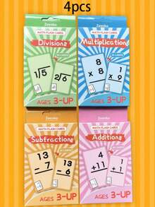 1/4 Set Math Flashcards, 36 Cards/Set, Includes Addition, Subtraction, Multiplication, Division, Rounded Corners, Reusable Learning Cards, Erasable, Multicolor, Portable, Suitable For Addition, Subtraction, Multiplication, Division Practice, Math Games, Teaching Aid, Back To School Stationery, Teacher Gift - Multi-color - View 13