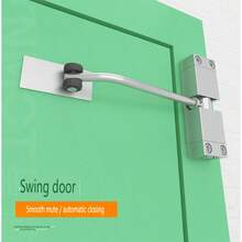 1 Pack, Home Use Automatic Door Closer, Adjustable Buffer Force, Suitable For Light Doors - Square Silver - View 1