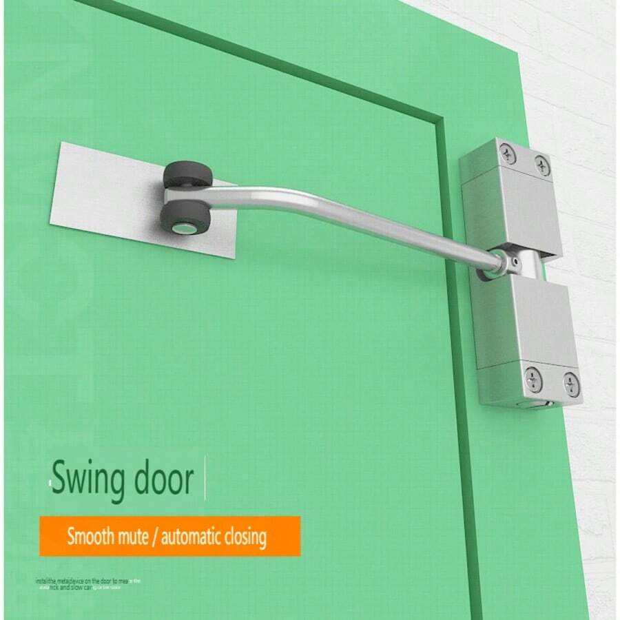 1 Pack, Home Use Automatic Door Closer, Adjustable Buffer Force, Suitable For Light Doors - Square Silver - View 1