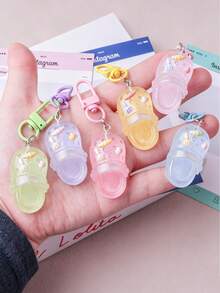 1/6pcs Icy Translucent Glitter Jelly Color Cartoon Clogs, With Fork, Croissant, Cream Decoration, Suitable For Daily Matching, Bag And Backpack Charms, Commemorative Gift For Friends - Multicolor - View 1