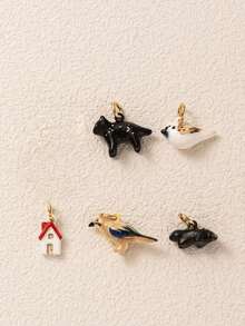 1pc Animal House Pendant, Exquisite Cartoon Style, 14K Gold Plated Copper Material, Suitable For DIY Creative Necklace, Bracelet, Earrings, Bag Chain, Keychain, Waterproof And Sweat-Resistant, Suitable For Daily Casual Wear - Multicolor - View 1
