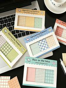Bộ 3 tờ ghi chú dán phối kẻ caro mới, dòng Romantic, dùng trang trí sổ planner, giấy memo cơ bản - Một cỡ - Xem 6