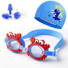 Cute Animal Theme Beach Swimming Goggles, PU Swim Cap, Nose Clip And Ear Plugs, Suitable For Boys, Girls And Children, Multiple Cute Styles - Multicolor - View 11