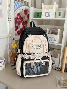 Italife Dopamine Anime Transparent Ita Backpack For Women, Back To School Season, Japanese Style Girl Large Ruffle Edge Ita Bag, Suitable For Brooch Display, With Bow H259 - Multicolor - View 12