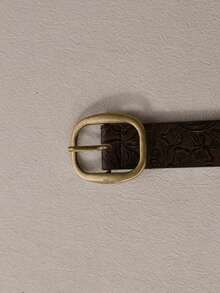 1pc Versatile Minimalist Fashion PU Leather Women's Belt - Brown - View 2