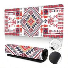 1pc Bright Geometric Pattern Rubber Mouse Pad - Perfect For Gaming And Office, Suitable For Desktop/Laptop, Red/White/Black Color, Desk Mouse Pad - Multi-color - View 3