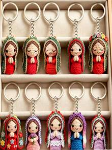 10pcs 2D Acrylic Virgin Mary Keychain Set, Unisex Backpack Pendant & Car Keychain, Couple Commemorative Charm, Blessing & Grace Believer Gift, Suitable For Daily Use, Holidays, Religious Commemoration, Ramadan, Party, Baptism, Wedding And Church Events - Multicolor - View 5